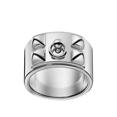 HERMES/爱马仕 经典款Collier de Chien系列 925纯银项圈型戒指指环H106513B