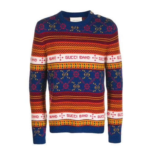 GUCCI/古驰  男士 彩色 时尚休闲 提花长袖 针织衫羊毛毛衣 577404 XKAU8 4915