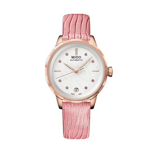 mido/美度 花淅系列自动机械女士粉色皮表带腕表34.00毫米 M043.207.36.011.00