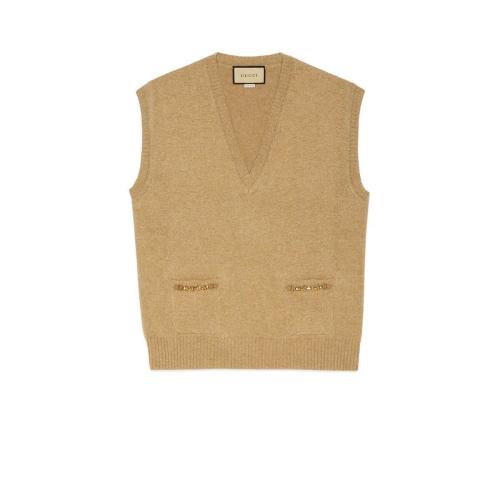  GUCCI古驰 22年秋冬 女士 饰链条细节羊绒马甲 678443 XKB1R 2184