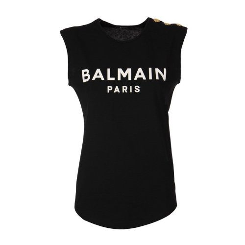 BALMAIN/宝曼 女士黑色棉质短袖T恤 XF0EB015BB02#EAB PLFSX
