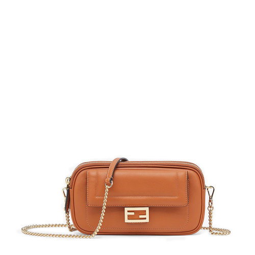 FENDI/芬迪 黑色牛皮革迷你手袋 8BS044 A5DY