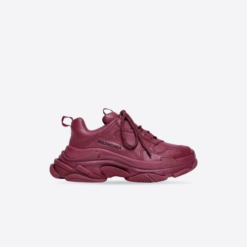  BALENCIAGA巴黎世家 22年秋冬 女士 休闲运动鞋 Womens Triple S Trainers  in Burgundy 52403
