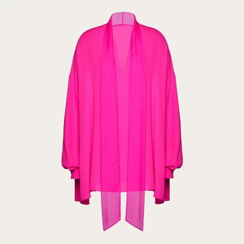  VALENTINO华伦天奴 22年秋冬 女士 长袖衬衫 TOP EN GEORGETTE 1B0AE7F21MHUWT