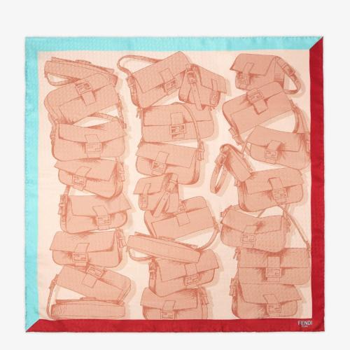  FENDI芬迪 22年秋冬 女士 围巾 拼色有机桑蚕丝围巾 FXT091ANBJF0B8Y