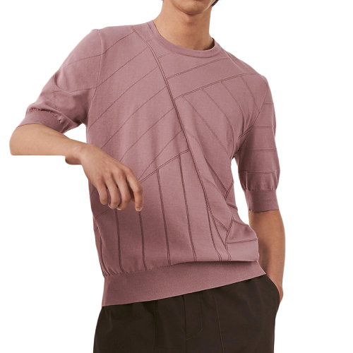 HERMES/爱马仕 22年早春新款 男士灰玫瑰色纯棉圆领T恤H257390HA0KLA
