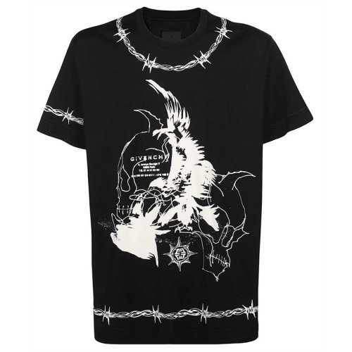 Givenchy/纪梵希 男装 男士 黑色棉质时尚圆领短袖T恤 BM71663Y6B-001