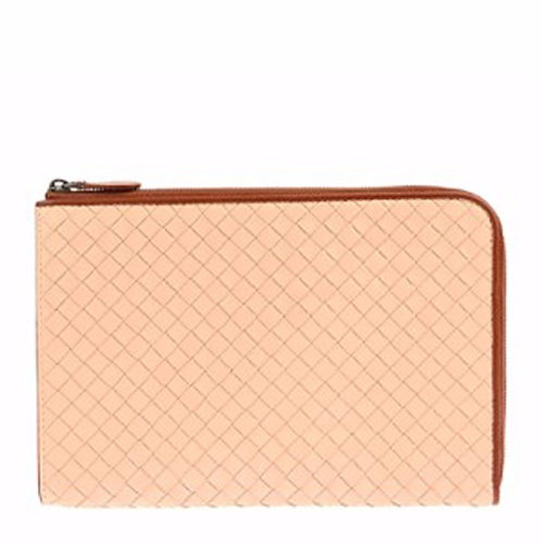 Bottega Veneta/葆蝶家 女士裸粉色牛皮经典编织拉链开合钱夹钱包卡包手包手拿包女包 367725-VAA0B-8576