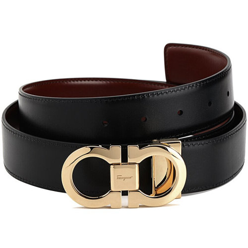 Salvatore Ferragamo/菲拉格慕 男士黑棕色牛皮腰带 679535 0644558