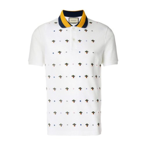 GUCCI/古驰  男士 时尚 百搭 白色 棉质混纺 Polo衫  496760 X9H94 9141