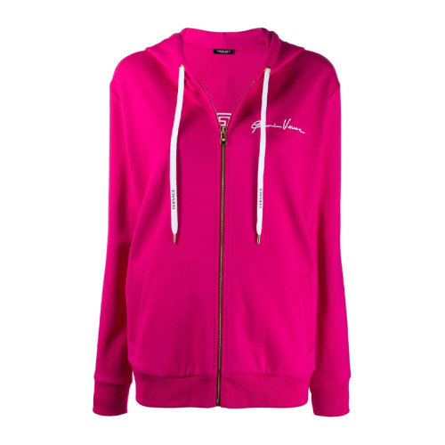 VERSACE/范思哲 女士粉色棉质经典字母徽标印花装饰拉链开合长袖上衣外套夹克 A87511-A231242-A2065