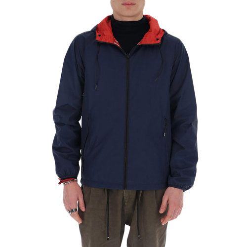 KENZO/高田贤三 男士海军蓝聚酯纤维字母logo图案连帽衫夹克外套 FA55BL1511NG-77