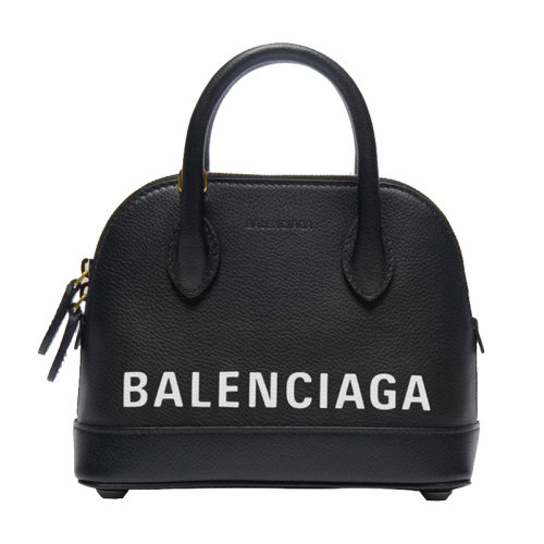 Balenciaga/巴黎世家  TOP HANDLE VILLE系列 黑色小粒面小牛皮品牌名字XXS款单肩斜挎手提包5506461IZ1M1090