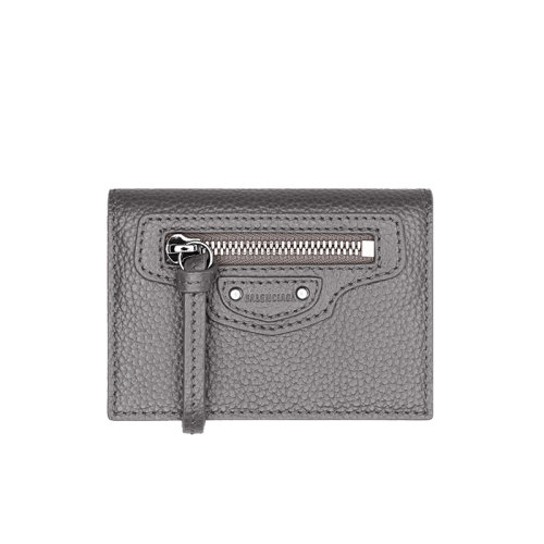 Balenciaga/巴黎世家  NEO系列 经典女性灰色粒面小牛皮迷你钱包64010715Y0Y1219