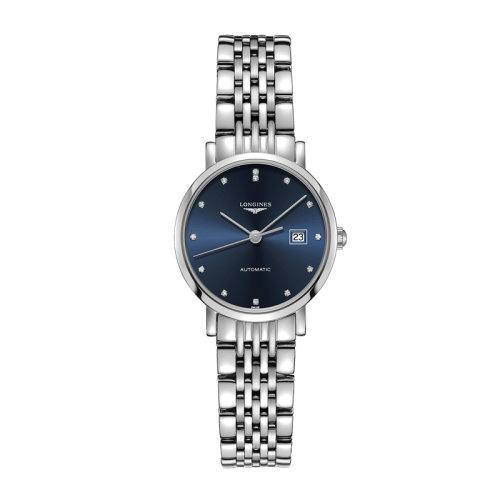 LONGINES/浪琴 博雅系列 自动机械镶钻蓝色表盘钢链女表29毫米L4.310.4.97.6