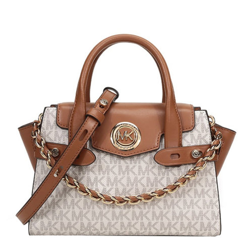 Michael Kors/迈克·科尔斯 CARMEN系列 女士白色PVC/配皮老花图案手提包单肩包挎包