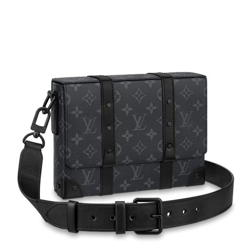 Louis Vuitton/路易威登 22春夏新款TRUNK系列 男士经典老花帆布牛皮饰边黑扣配可拆卸肩带单肩斜挎方形邮差包M45727
