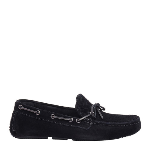 Bottega Veneta/葆蝶家 BV 男士黑色绒面皮质豆豆鞋一脚蹬懒人鞋驾车鞋平底鞋休闲鞋男鞋 308160-VFCA1-1000