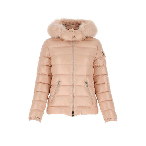 Moncler/蒙克莱 蒙口女装 女士品牌徽标粉色尼龙时尚百搭秋冬拉链连帽羽绒服 1A54002C0064512