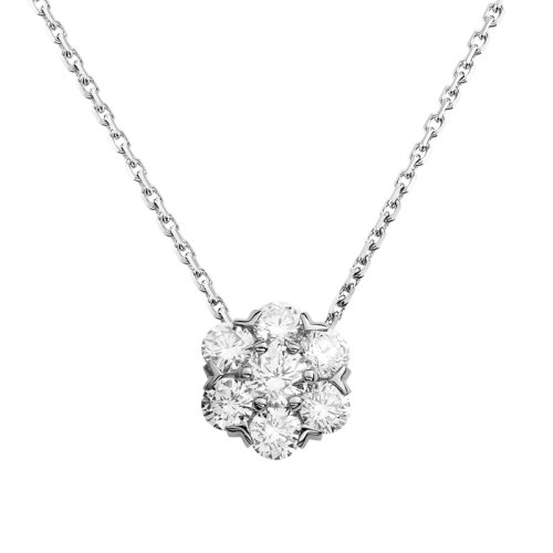 Van Cleef & Arpels/梵克雅宝 经典Fleurette系列 18k金白金镶嵌钻石花朵大号吊坠VCARA48600