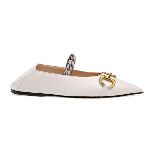 GUCCI古驰 22年秋冬 女士 女士马衔扣皮革平底芭蕾舞鞋 621161 1RH00 9050