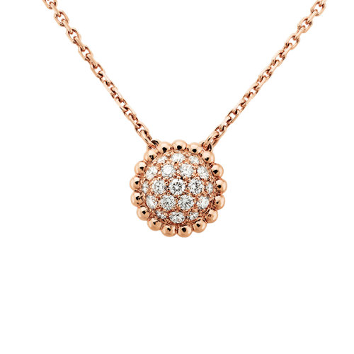 Van Cleef & Arpels/梵克雅宝 Perlée diamants系列 18K金玫瑰金镶嵌19颗钻石圆形吊坠VCARO9PE00