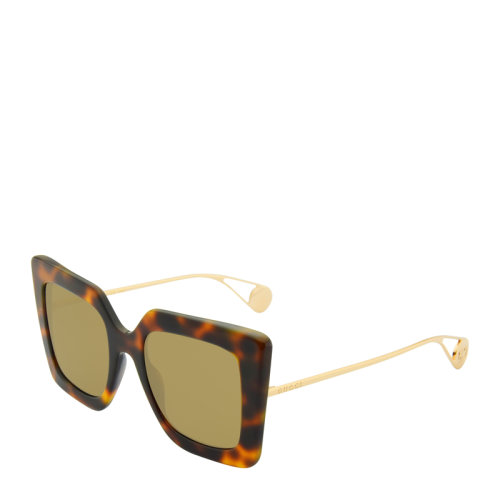 GUCCI/古驰 时尚 摩登 复古 名媛 猫眼 方形 大框 女士 太阳镜 遮脸 大框 墨镜 眼镜 GG0435SA 51mm GUCCI 古驰