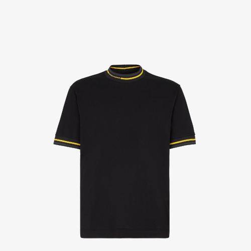  FENDI芬迪 22年秋冬 男士 短袖T恤 黑色针织T恤 FY1040AHC0F0QA1