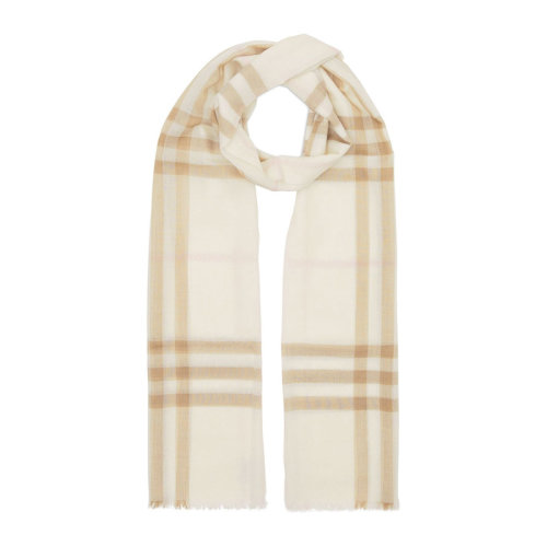 BURBERRY/博柏利 男女同款米色羊毛轻薄格纹围巾围脖 8021442