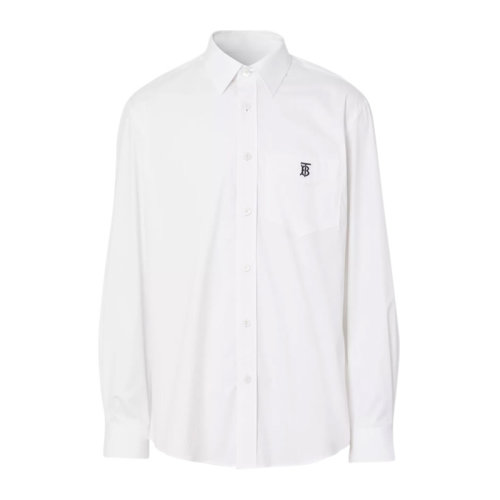 BURBERRY 博柏利 巴宝莉 男士 服装 21早秋 海军蓝翻领系LOGO印花长袖衬衣 男士长袖衬衫