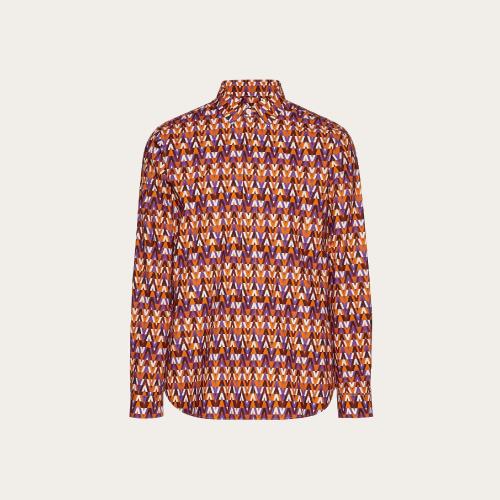  VALENTINO华伦天奴 22年秋冬 男士 长袖衬衫 CHEMISE EN COTON a IMPRIMé OPTICAL VALENTINO