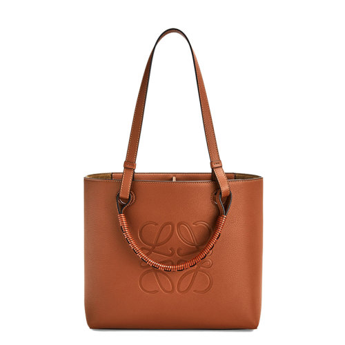 LOEWE/罗意威 Anagram 女士小号经典棕褐色小牛皮托特单肩手提包0010532752