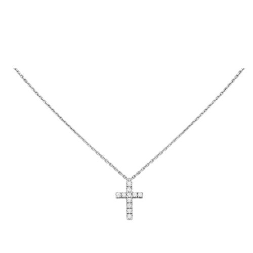 CARTIER/卡地亚 SYMBOLES系列 18K金白金镶嵌钻石十字项链B7221700