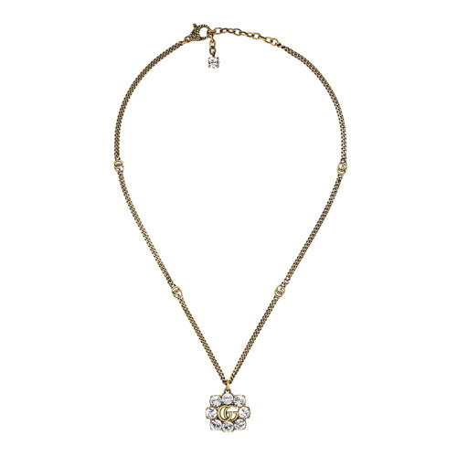 GUCCI/古驰 金属镀金 双G水晶项链645675J1D508062