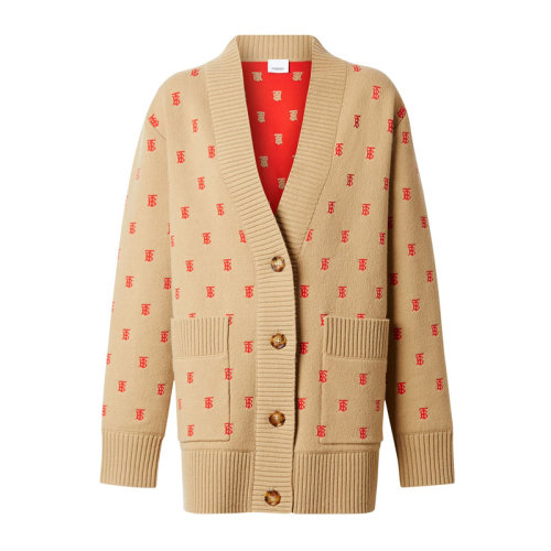 BURBERRY/博柏利  专属标识装饰羊毛混纺宽松女士针织衫/毛衣 80210321