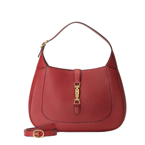 GUCCI/古驰 22春夏新款Jackie 1961系列 女士中号红色皮革金扣单肩斜挎腋下包手提包?636712AZB0G6420