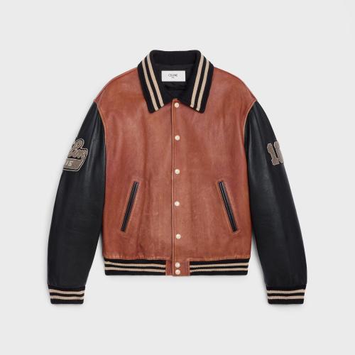  CELINE赛琳思琳 22年秋冬 男士 夹克 粒面牛皮革超大学院风夹克 2E948131O.20PB