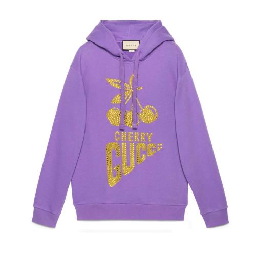  GUCCI古驰 22年秋冬 女士 水晶“Cherry Gucci”印花卫衣 615061 XJDZJ 5637