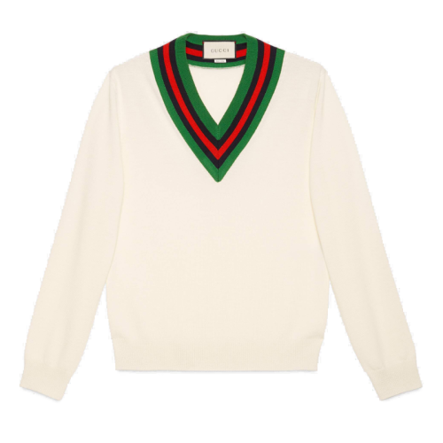 GUCCI/古驰  19早秋男士新款V领羊毛针织衫/毛衣  576802 XKAUK 9133