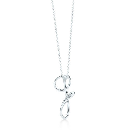 Tiffany & Co./蒂芙尼 Elsa Peretti系列 纯银镶嵌钻石G字母吊坠项链项链 26032024