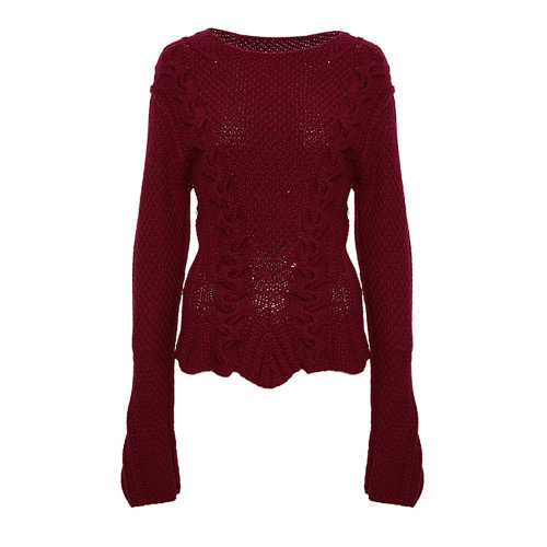 【DesignerWomenwear】SHOKAY/绣嘉冬季新品女士针织衫/毛衣匠心产品纯手工编织香巴拉女士圆领麻花束腰套衫