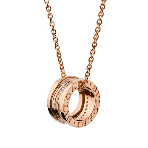 BVLGARI/宝格丽 B.ZERO1系列Design Legend 18K金玫瑰金螺旋形铺有钻石的项链 355060
