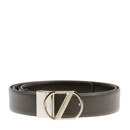Z ZEGNA/杰尼亚 男士深棕色粒面小牛皮浅金色Z字徽标板扣双面商务休闲腰带皮带 BCRGM5-9348-FDT