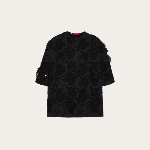  VALENTINO华伦天奴 22年秋冬 男士 短袖T恤 T-SHIRT RAS-DU-COU EN NYLON a MOTIF FLORAL EN M