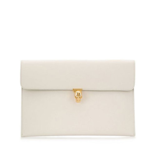 Alexander McQueen/亚历山大麦昆 女士皮革骷髅头翻盖扁平手拿包 554197BPT0G1250