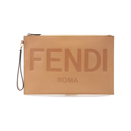 FENDI/芬迪女士小牛皮手拿包LOGO图案大号 8N0178 AC9L