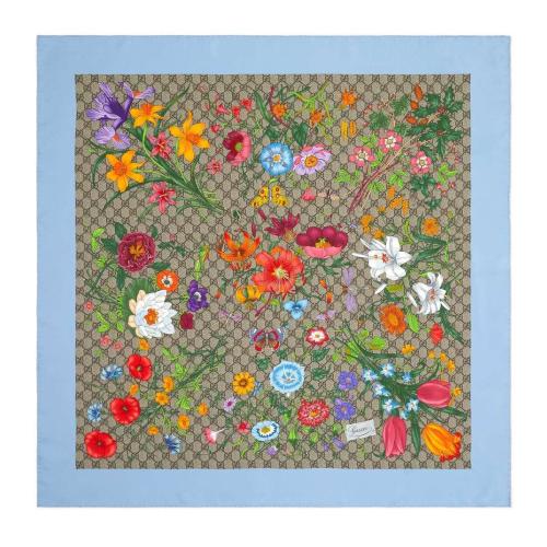  GUCCI古驰 22年秋冬 女士 GG花卉印花真丝围巾 602585 3G001 9769