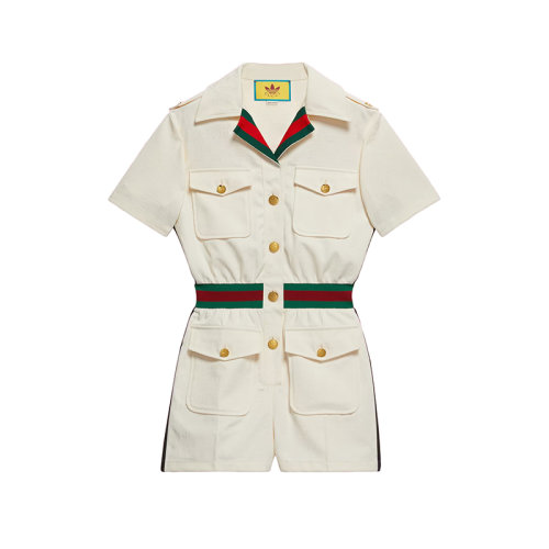 GUCCI/古驰 22年秋冬新款 adidas联名系列 女士白色涤纶面料短款连体裤703000ZAI229133