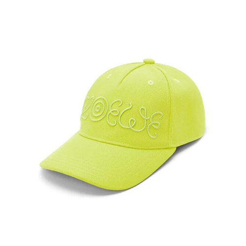 LOEWE/罗意威 22年春夏新款 男士柠檬黄色帆布Logo刺绣棒球帽鸭舌帽K664P99X07-4801