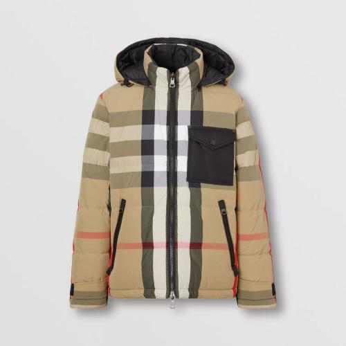  BURBERRY 22年秋冬 男士 双面两穿格纹尼龙连帽羽绒服 80642911